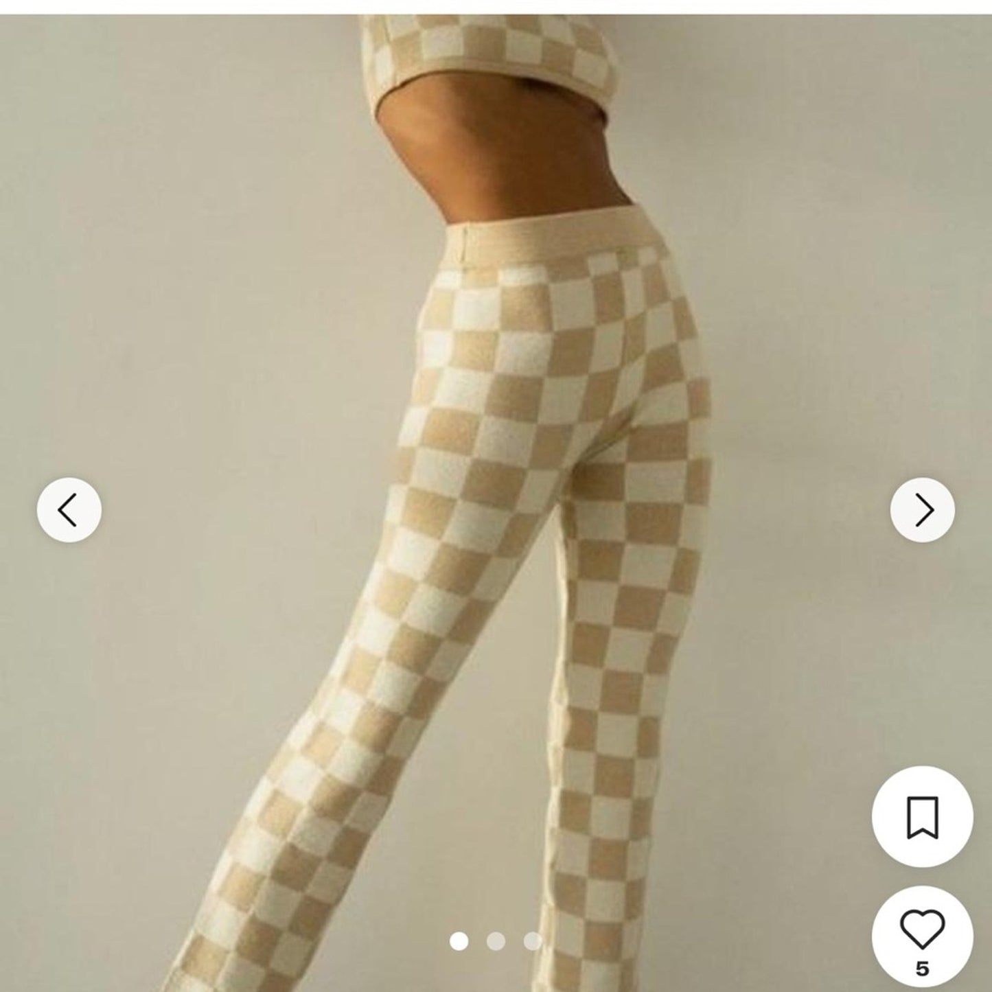 Belle the Label Checkered Beige and White Women's Pants
