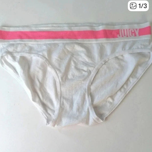 NWOT Juicy Couture White Underwear with Pink Waistband
