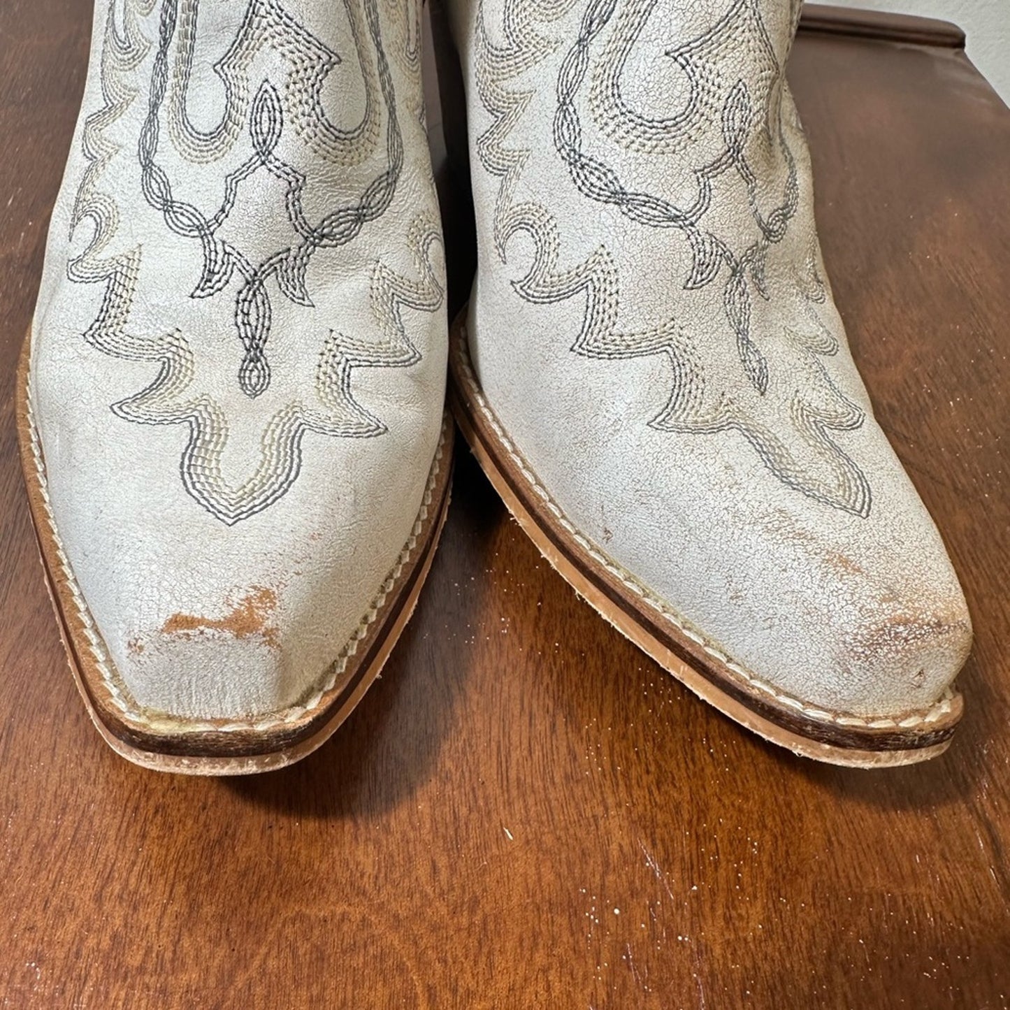 Cream Leather Hold A Grudge Ankle Booties