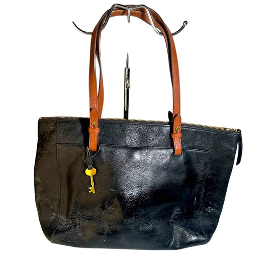 Fossil Elegant Black Leather Tote Bag