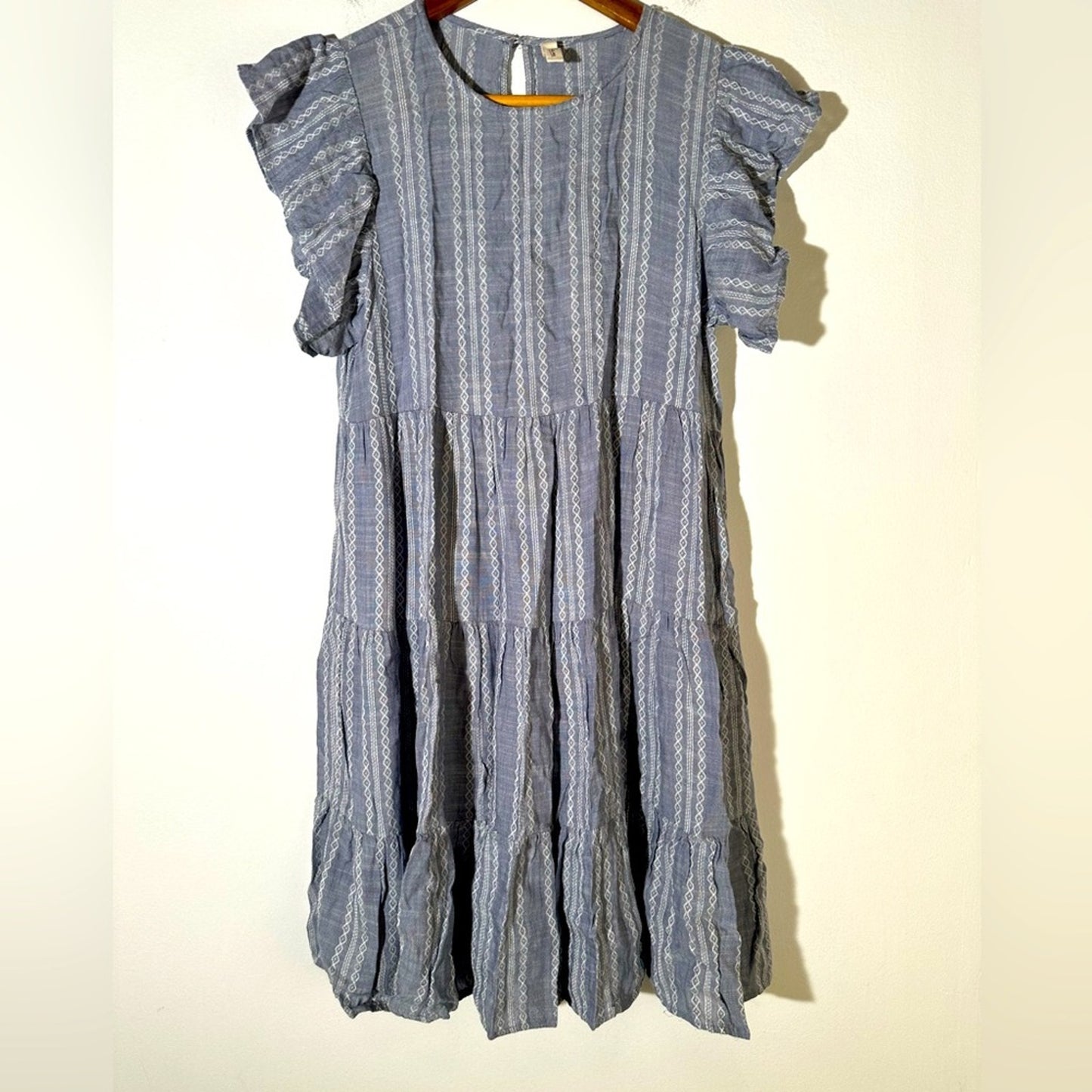 Elan Tiered Blue Grey Dress