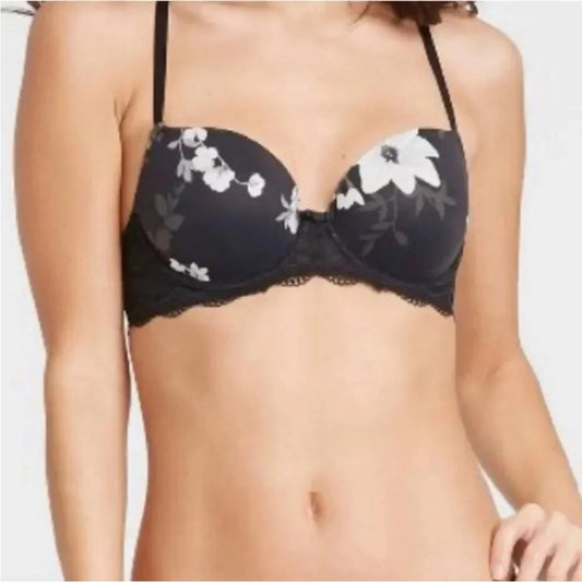 Auden Floral Black Bra