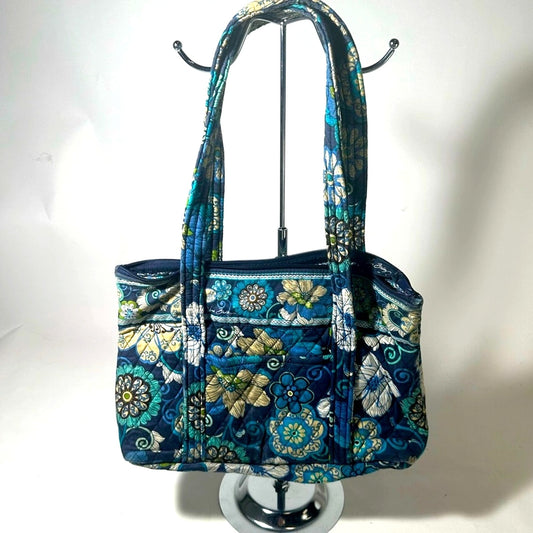 Vera Bradley Blue and Green Quilted Shoulder Bag with Paisley Design