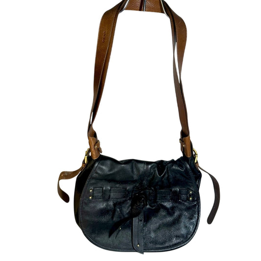 DKNY Dark Leather Bag with Gold Lock