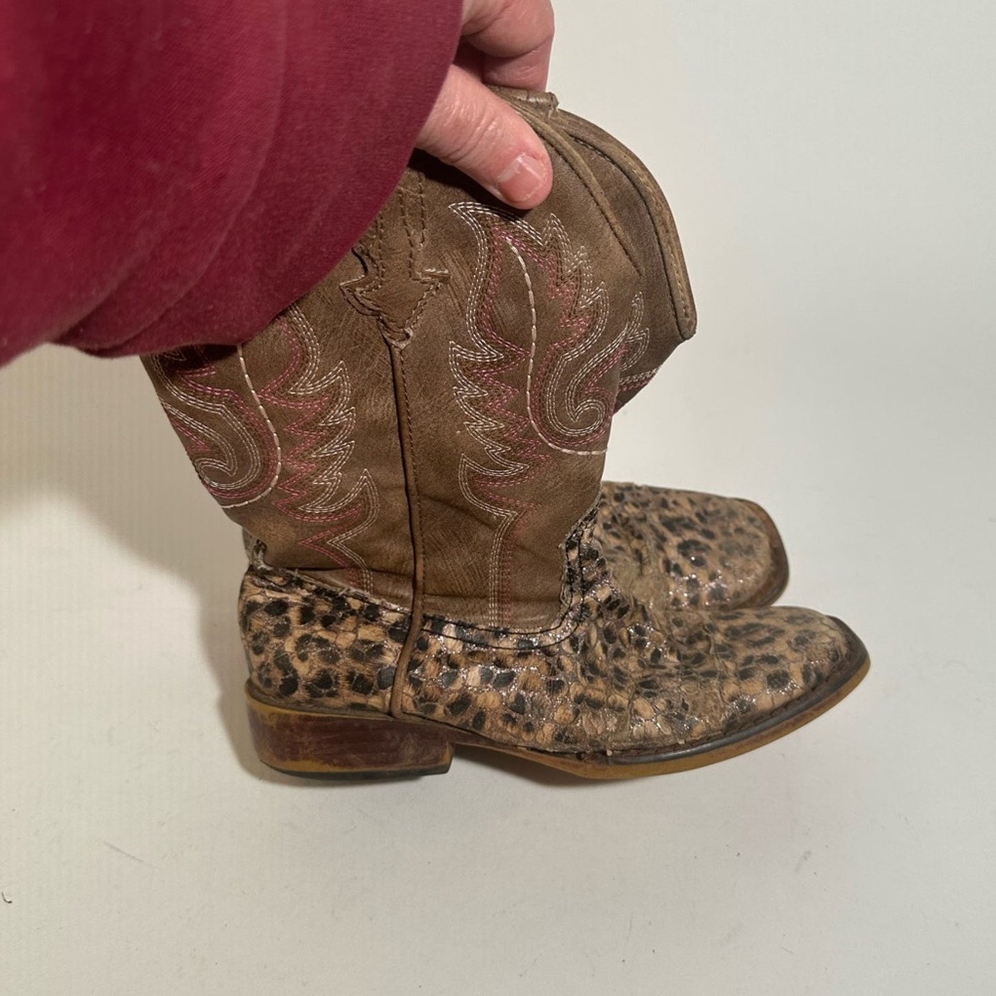 Roper Girls Glitter Leopard Western Boots