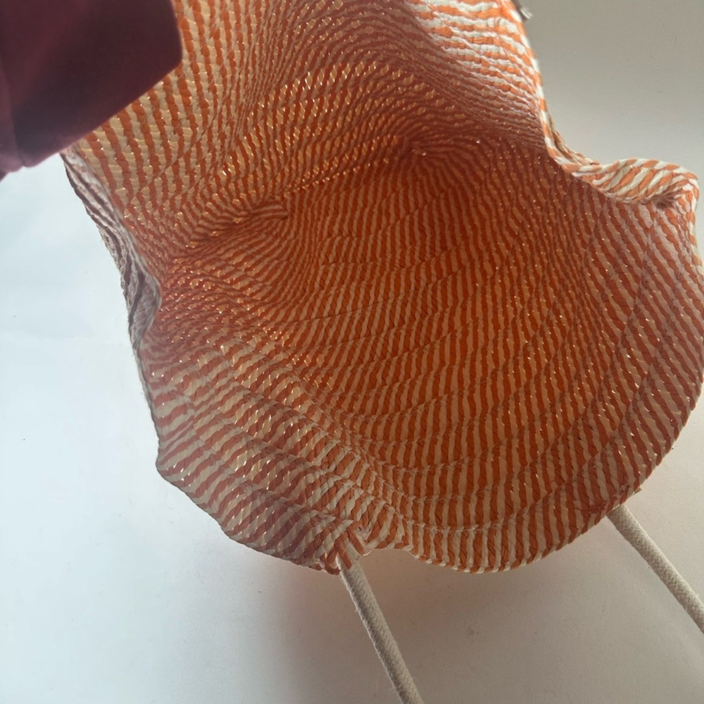 Orange and White Casual Tote Bag with Woven Texture