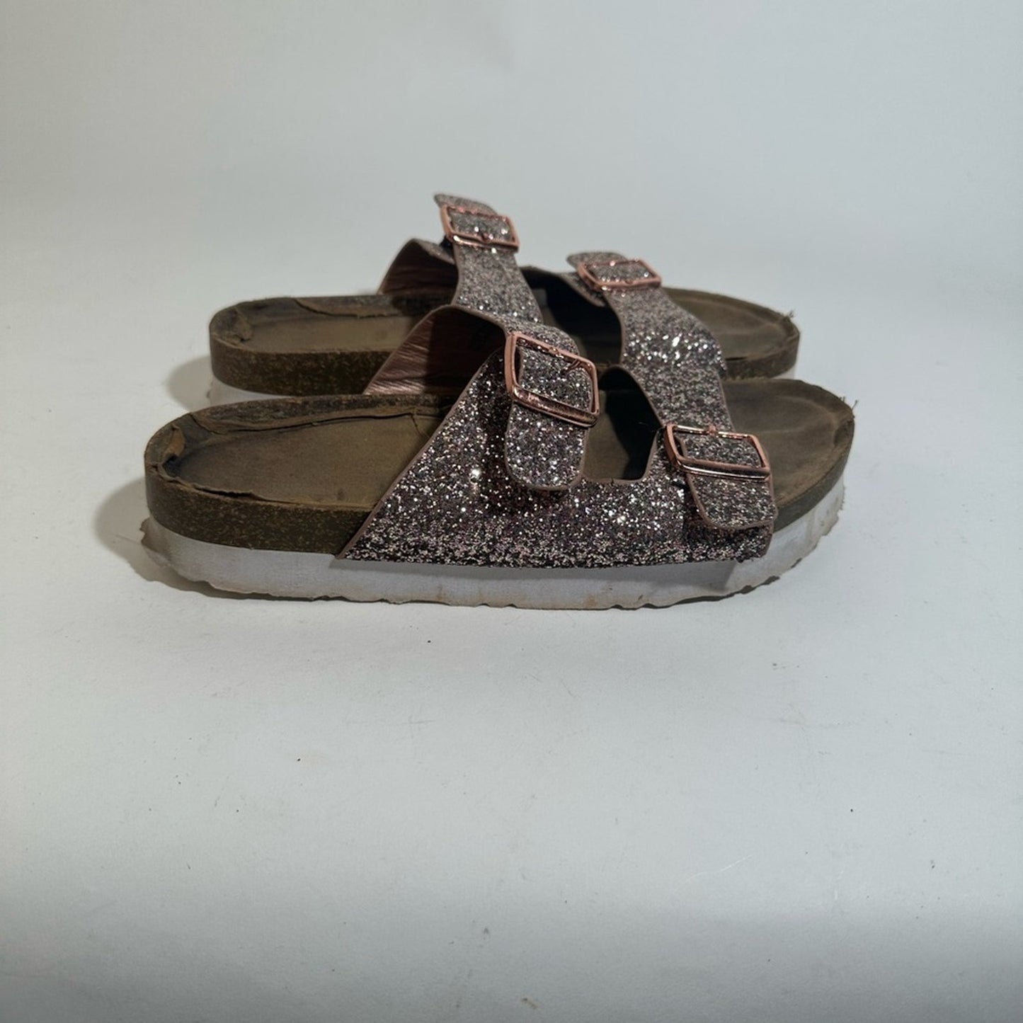 Glitter Rose Gold Buckle Sandals