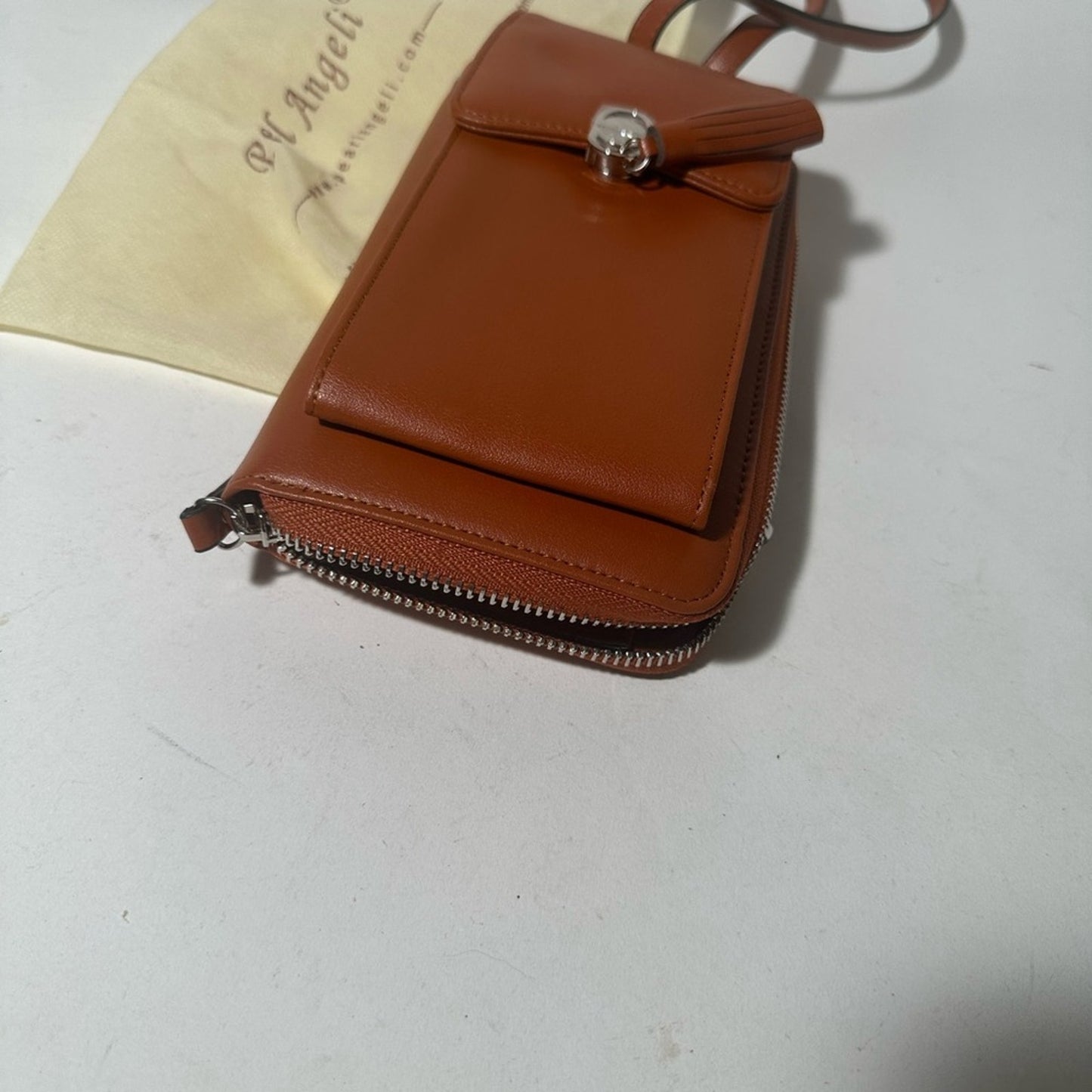 Palm Angels Brown Leather Crossbody Bag with Minimalist Design