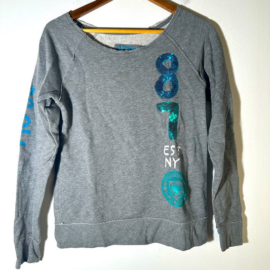 Aero Gray Women's Sweatshirt with Blue Accents