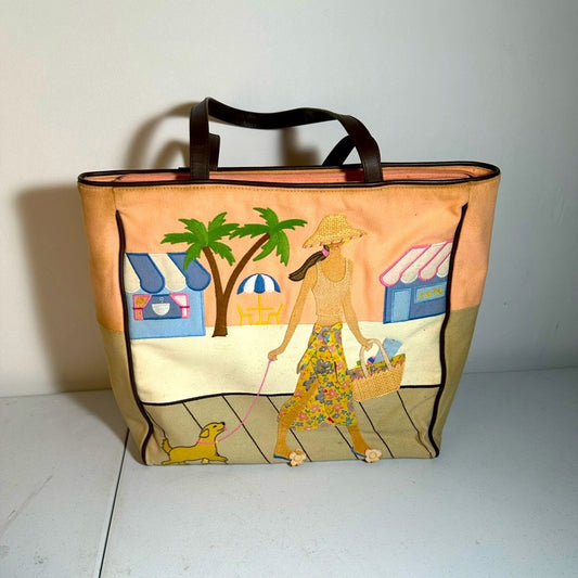 Summer Living Stylish Women's Tote Bag with Beach Scene