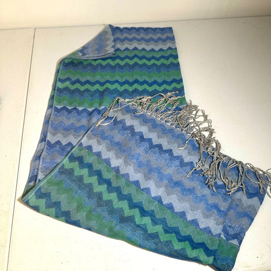 Blue and Green Chevron Scarf