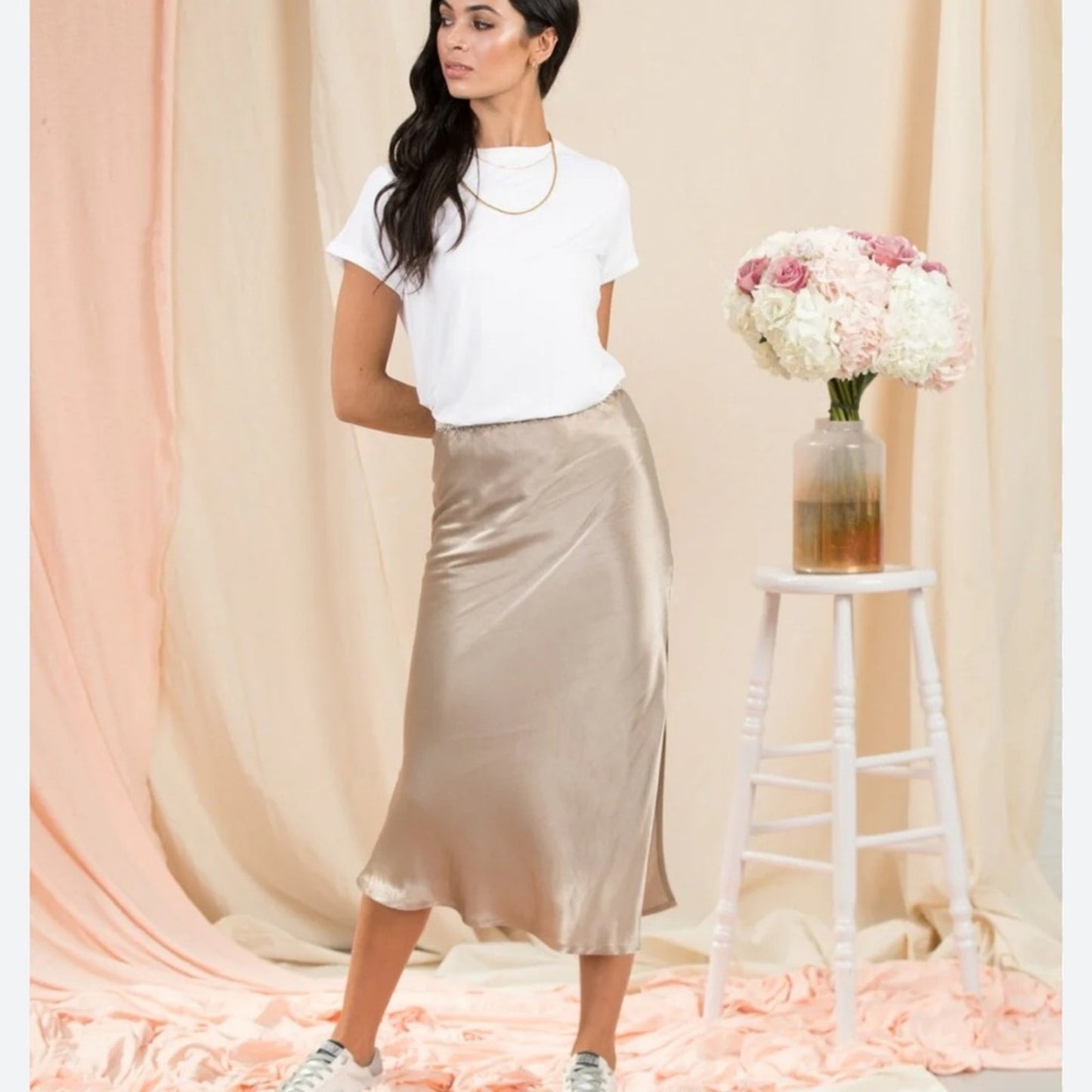 Simorra Collection Gold Silk Skirt