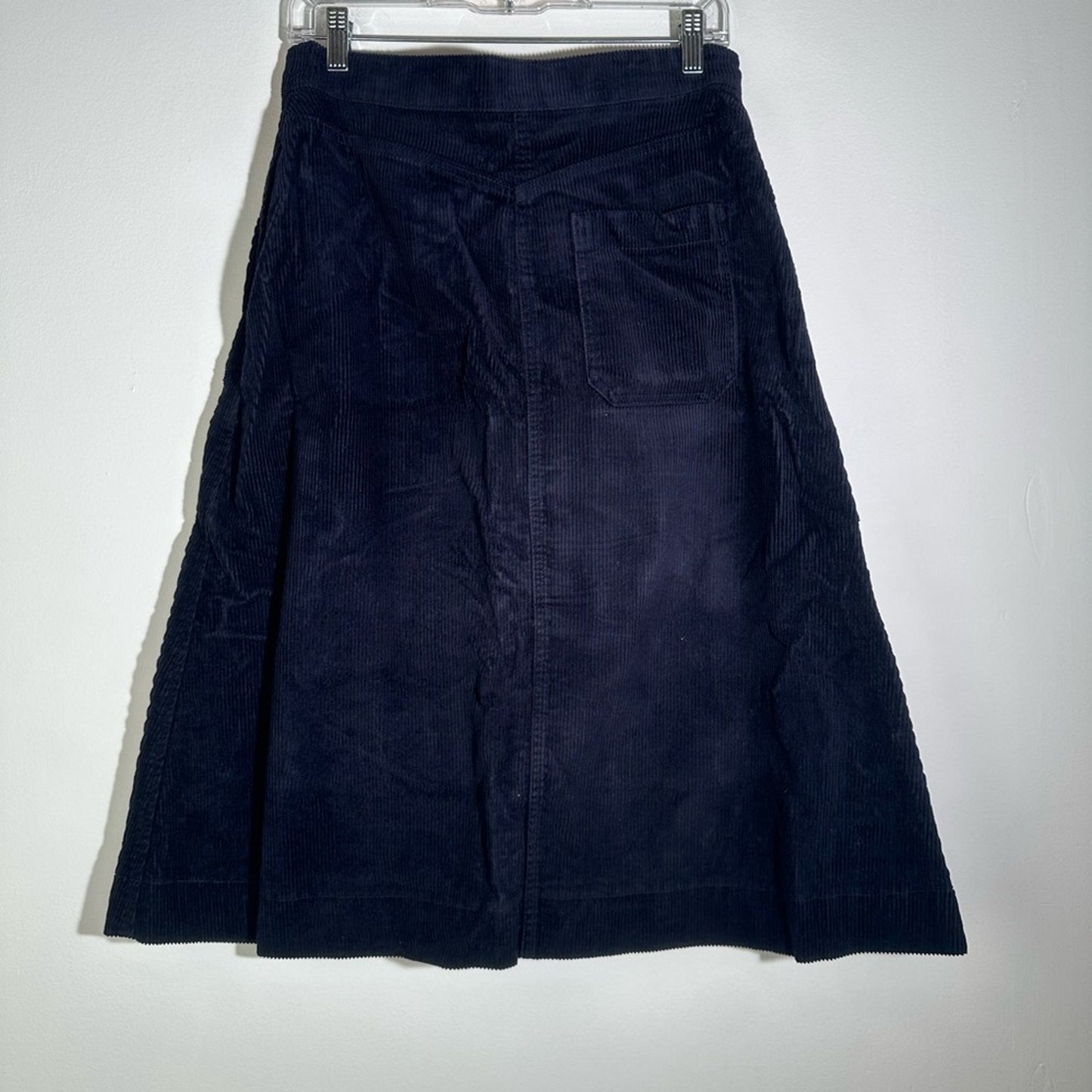 Blue A-Line Midi Skirt with Slit for Work