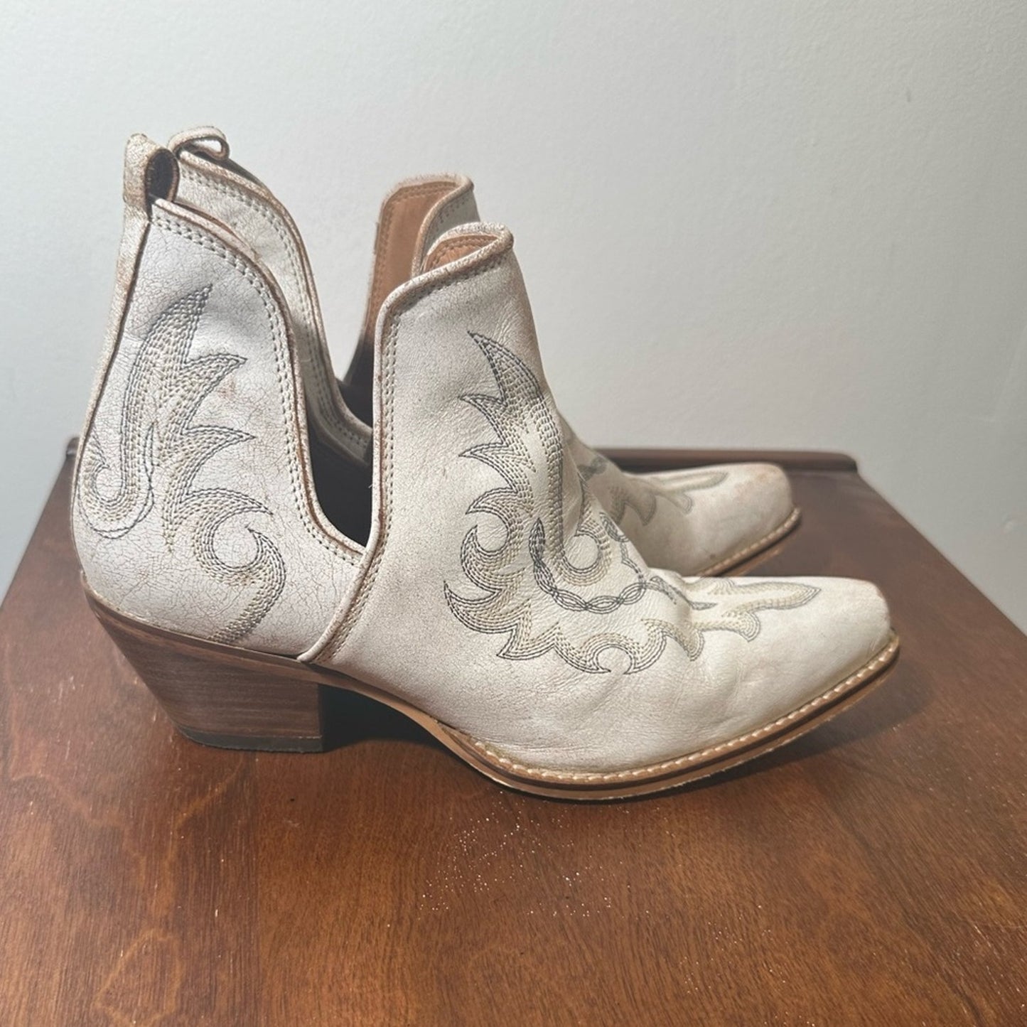 Cream Leather Hold A Grudge Ankle Booties