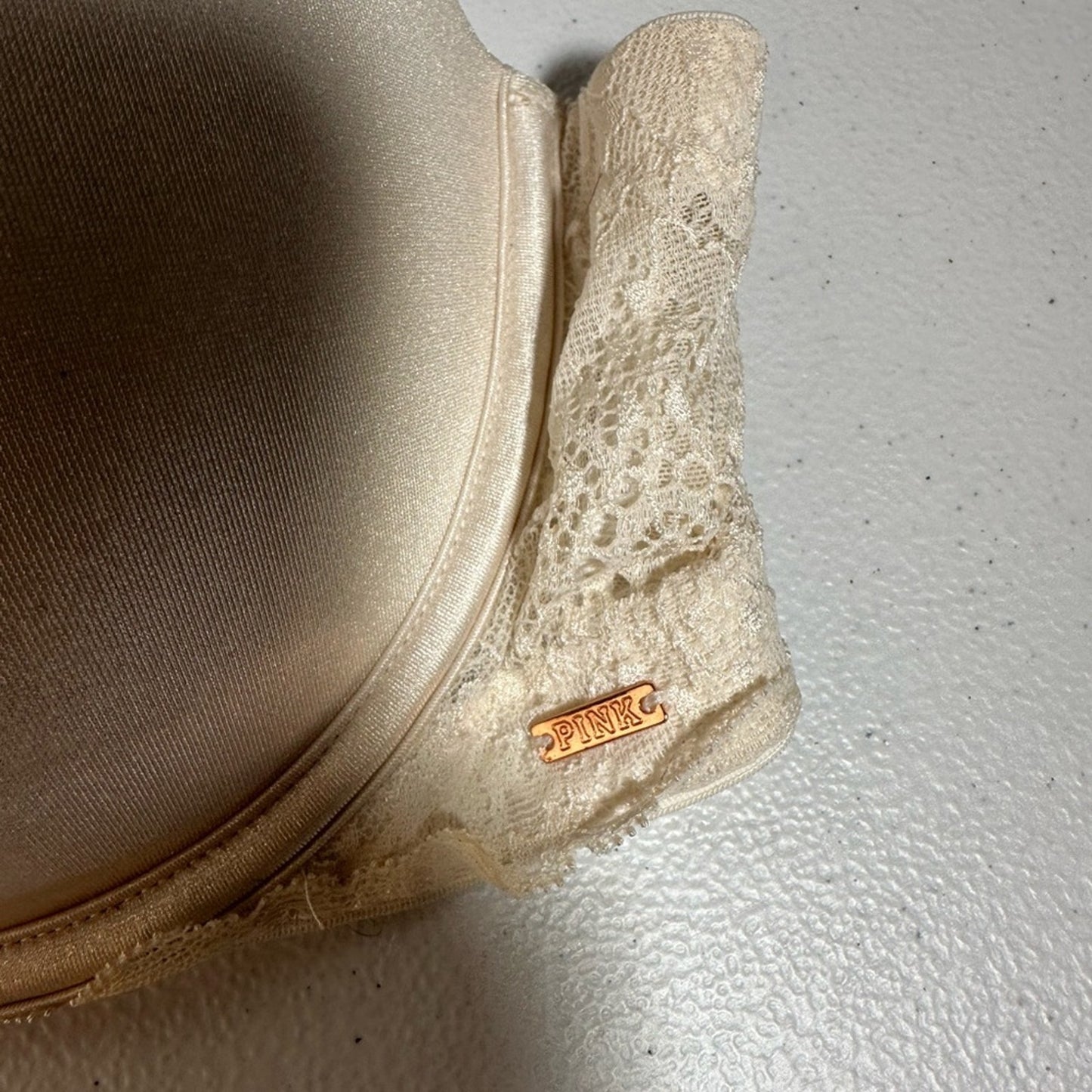 Pink Victoria’s Secret Elegant Cream Strapless Bra