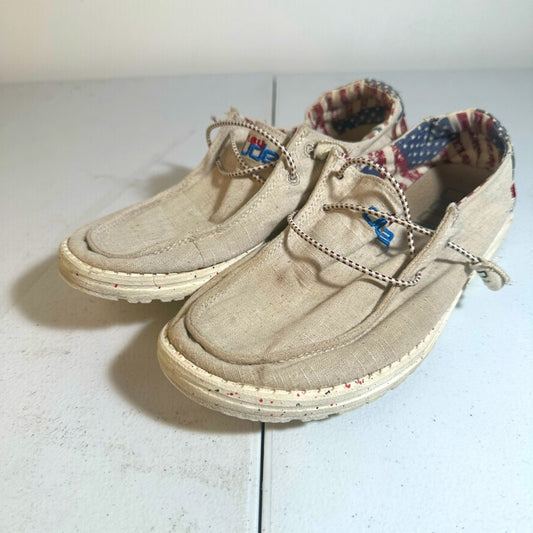 Hey Dude Americana Casual Beige Canvas Shoes