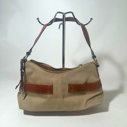 Fossil Beige and Brown Shoulder Bag