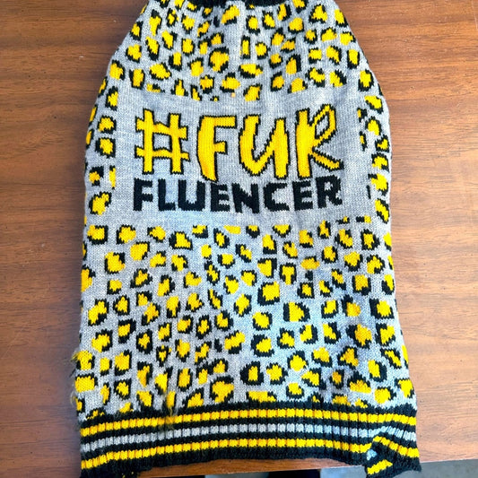 Yellow and Black Leopard Print Knit Dog Sweater
