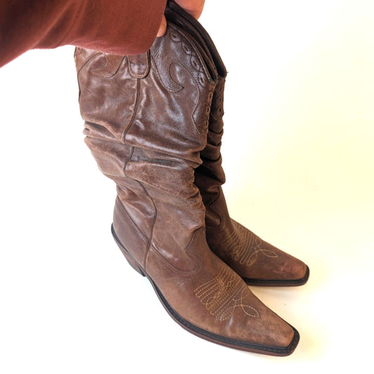 Steve Madden “Saddle” Slouchy Cowboy Boots