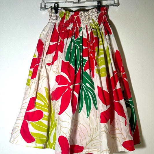 Vintage Hawaiian Floral Red and Green Women's Skirt