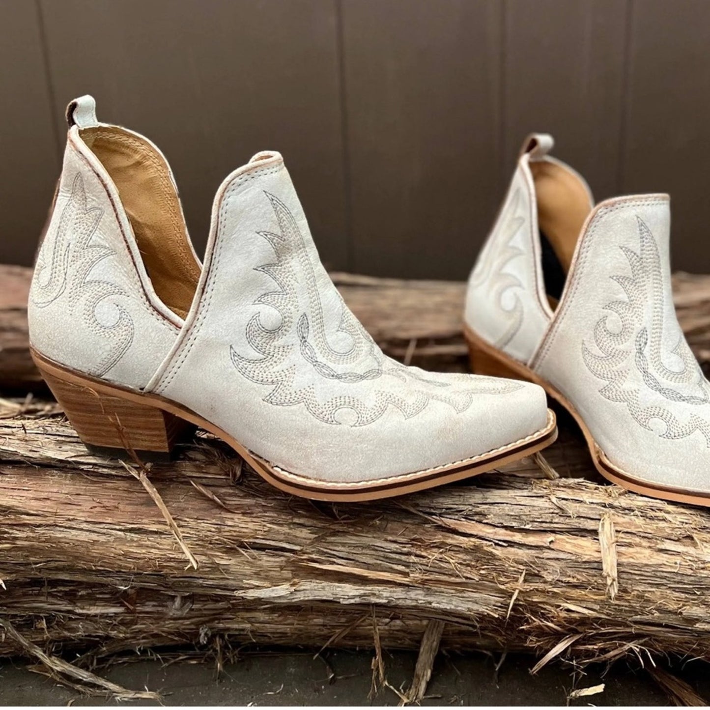Cream Leather Hold A Grudge Ankle Booties