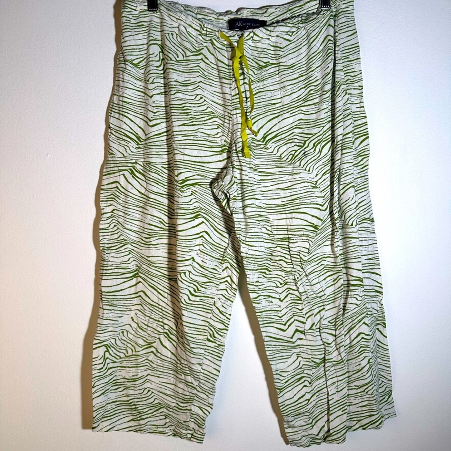 Green and White Striped Pajama Pants