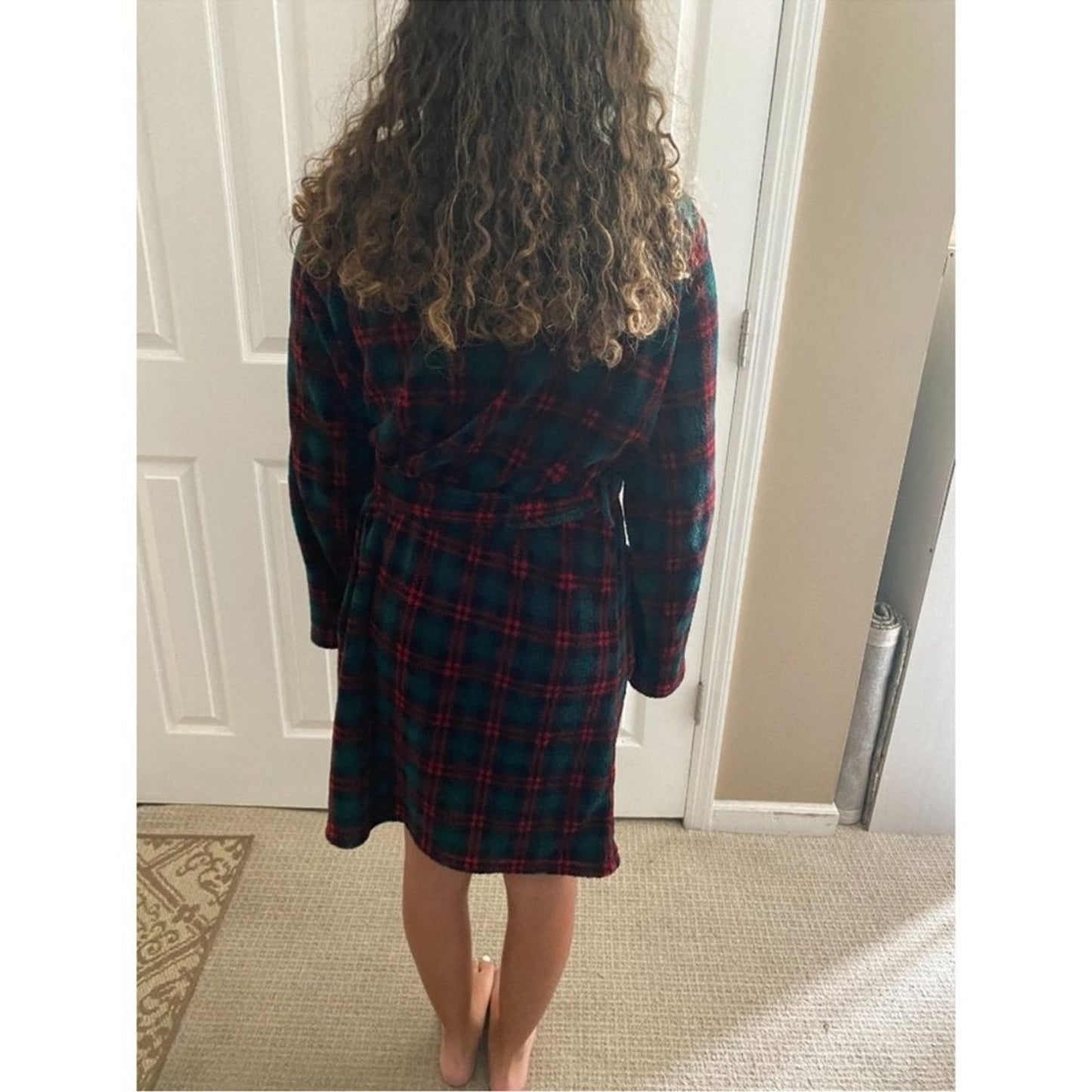 Lauren Ralph Lauren Plaid Fluffy Monogram Robe