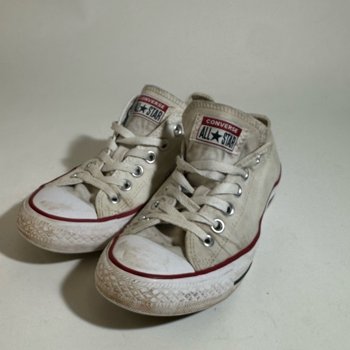 Converse All Star Cream Sneakers with Red Accents