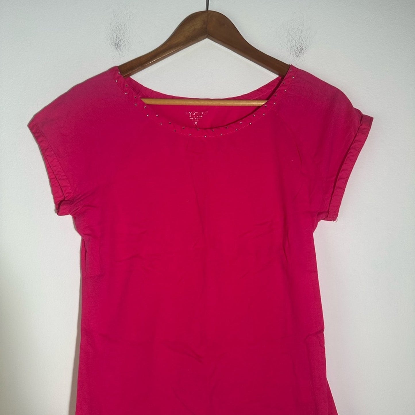 Bay Studio Fitted Pink Cap Sleeve Tee