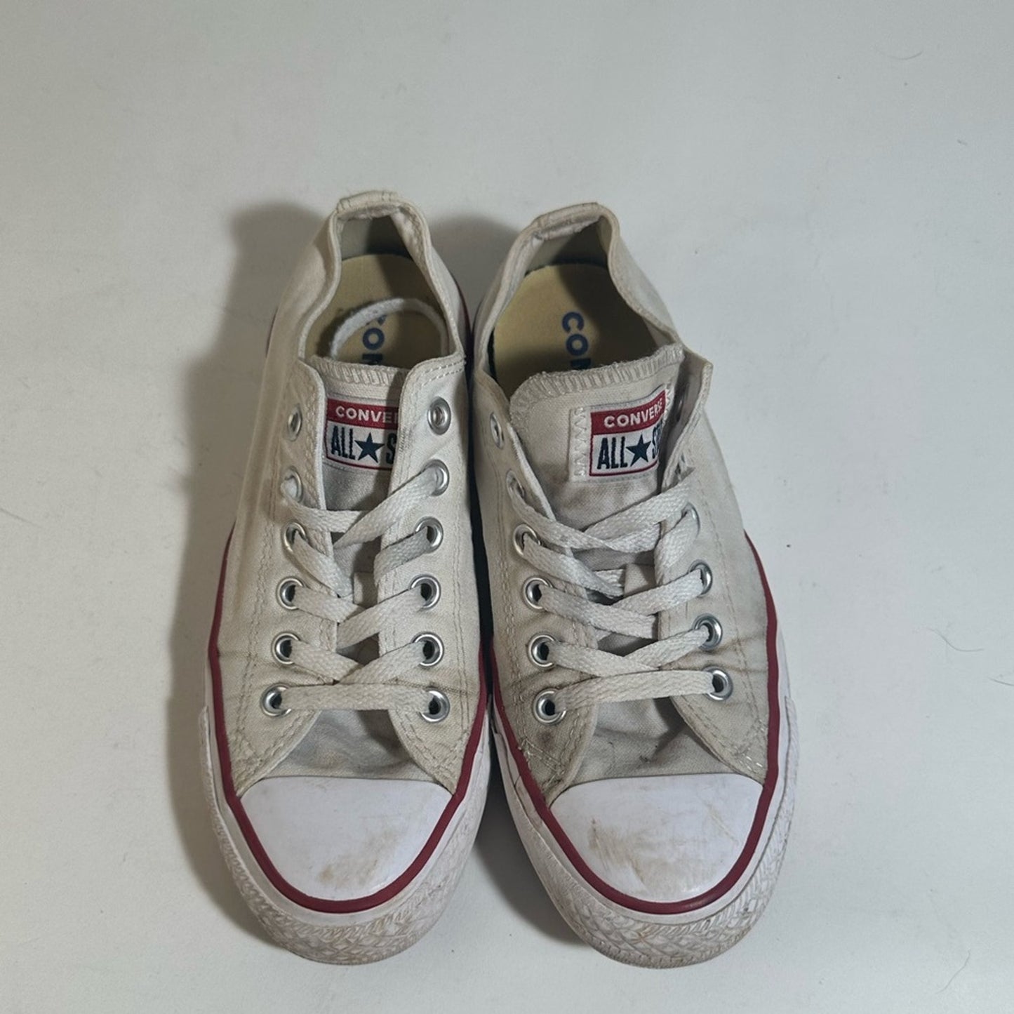 Converse All Star Cream Sneakers with Red Accents