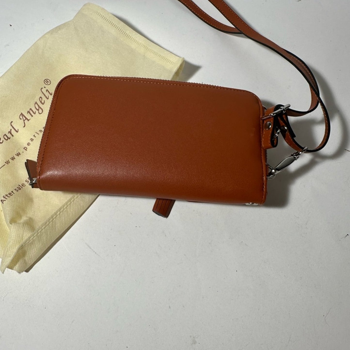 Palm Angels Brown Leather Crossbody Bag with Minimalist Design