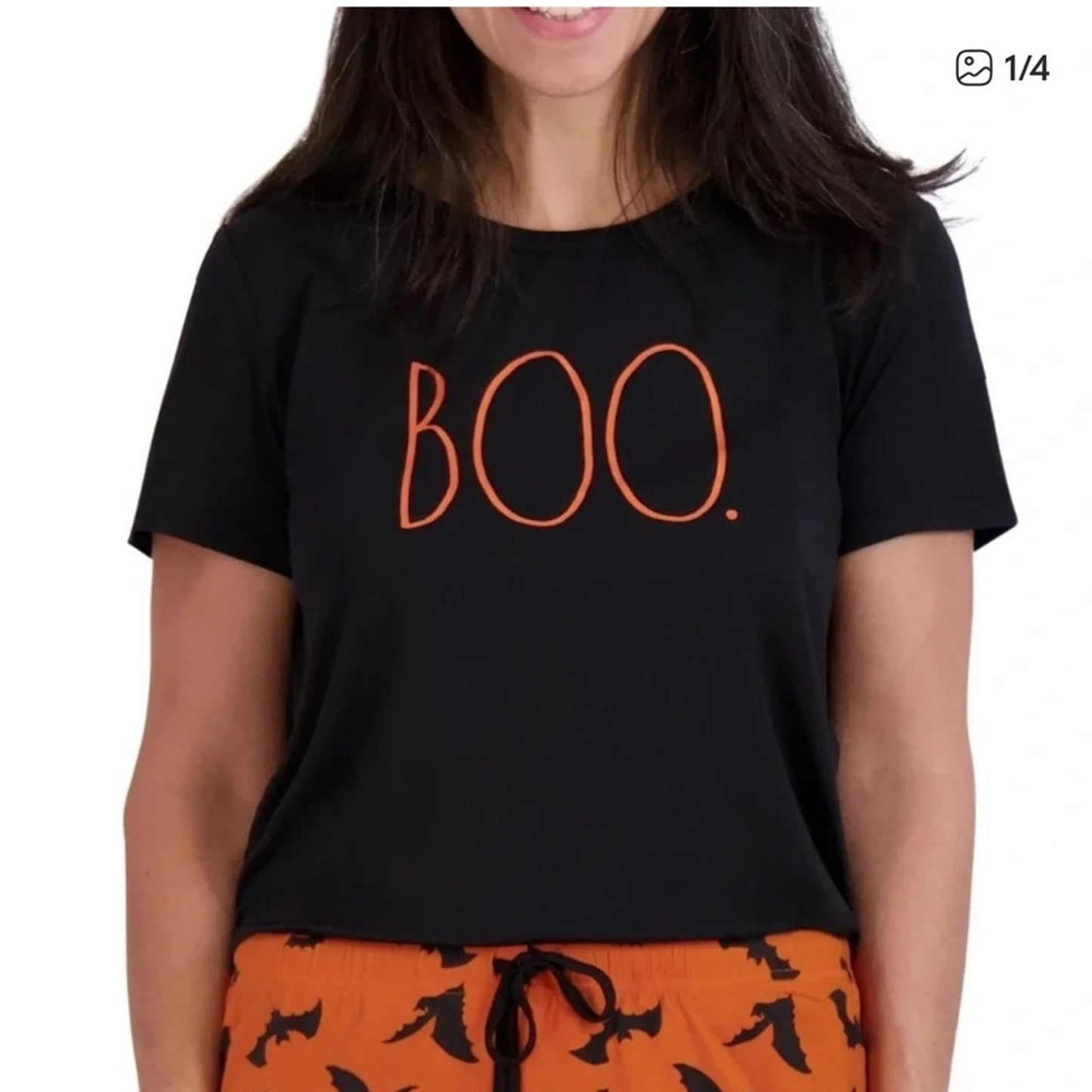 Rae Dunn Black 'BOO' Halloween Sleepwear Tee Shirt