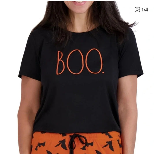 Rae Dunn Black 'BOO' Halloween Sleepwear Tee Shirt