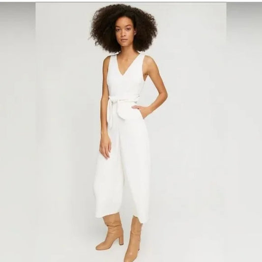Aritzia Wilfred Cream Wide Leg Jumpsuit