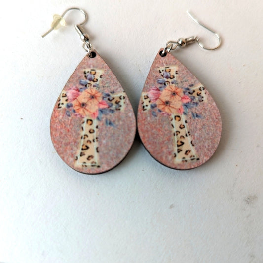 Teardrop Cross Earrings