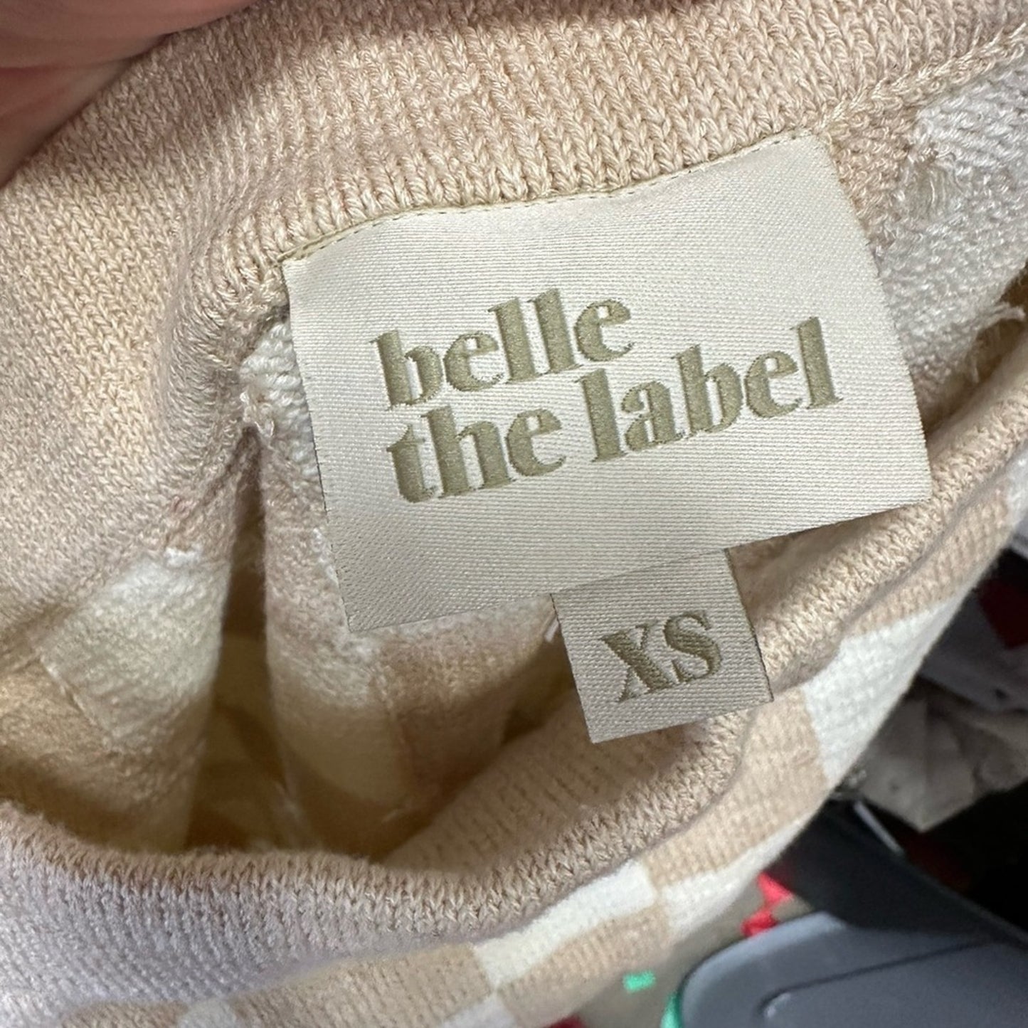 Belle the Label Checkered Beige and White Women's Pants