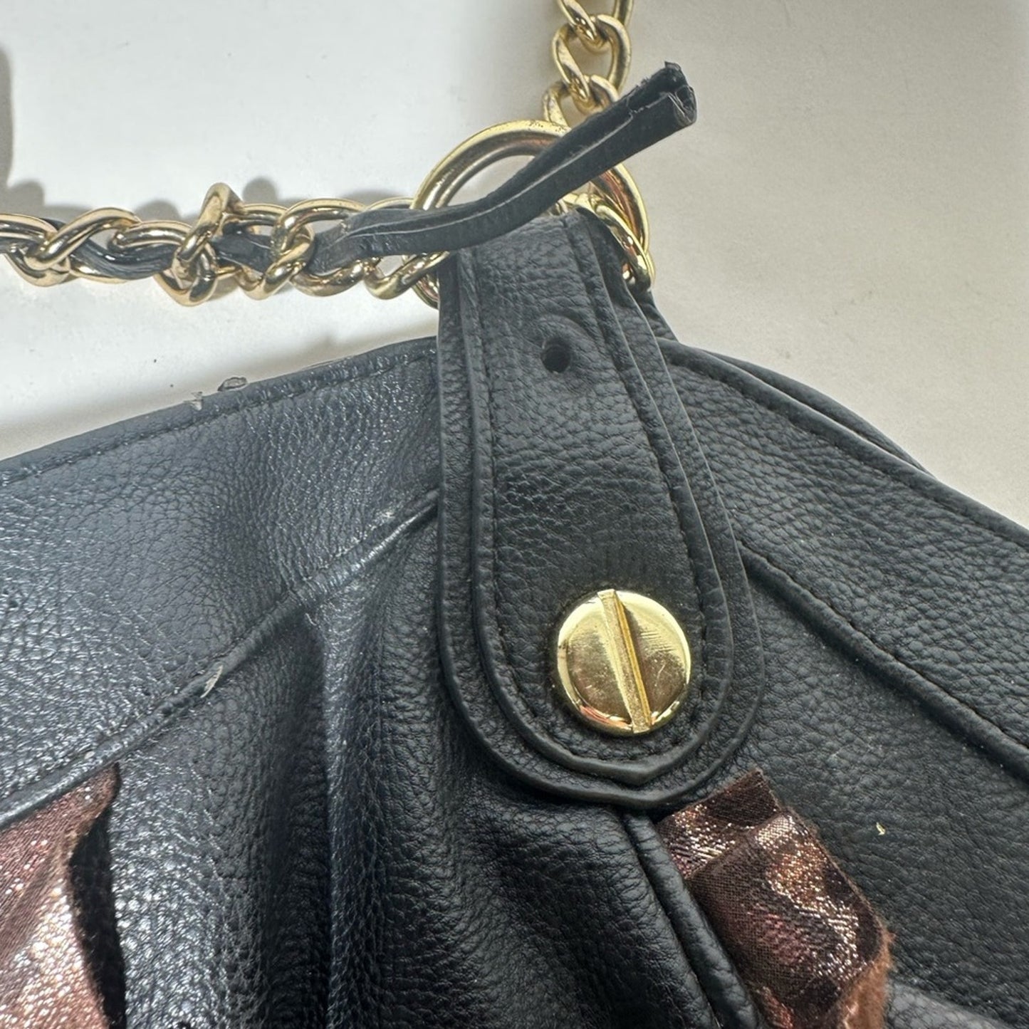 Betsey Johnson Black Shoulder Bag with Gold Hardware