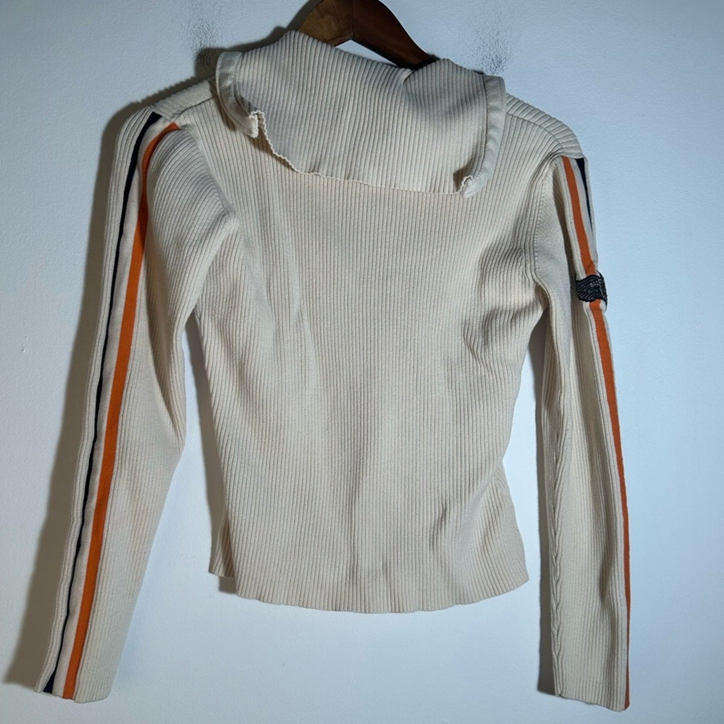 Vintage Harley - Davidson Cream Zip-Up Ribbed Jacket