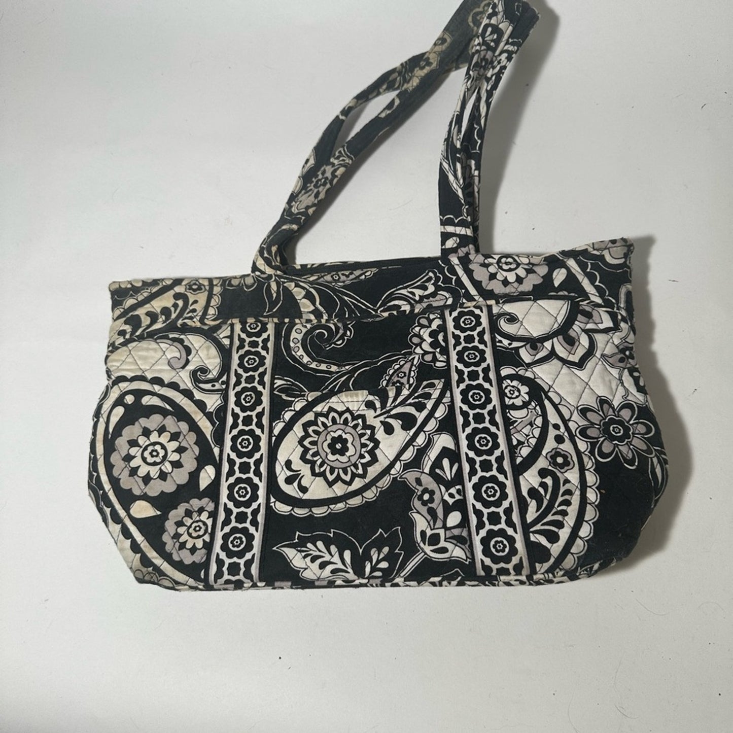 Vera Bradley Black and White Paisley Tote with Double Handles