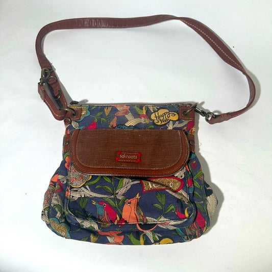 Sakroots Brown Crossbody Bag with Floral Design