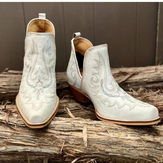 Cream Leather Hold A Grudge Ankle Booties