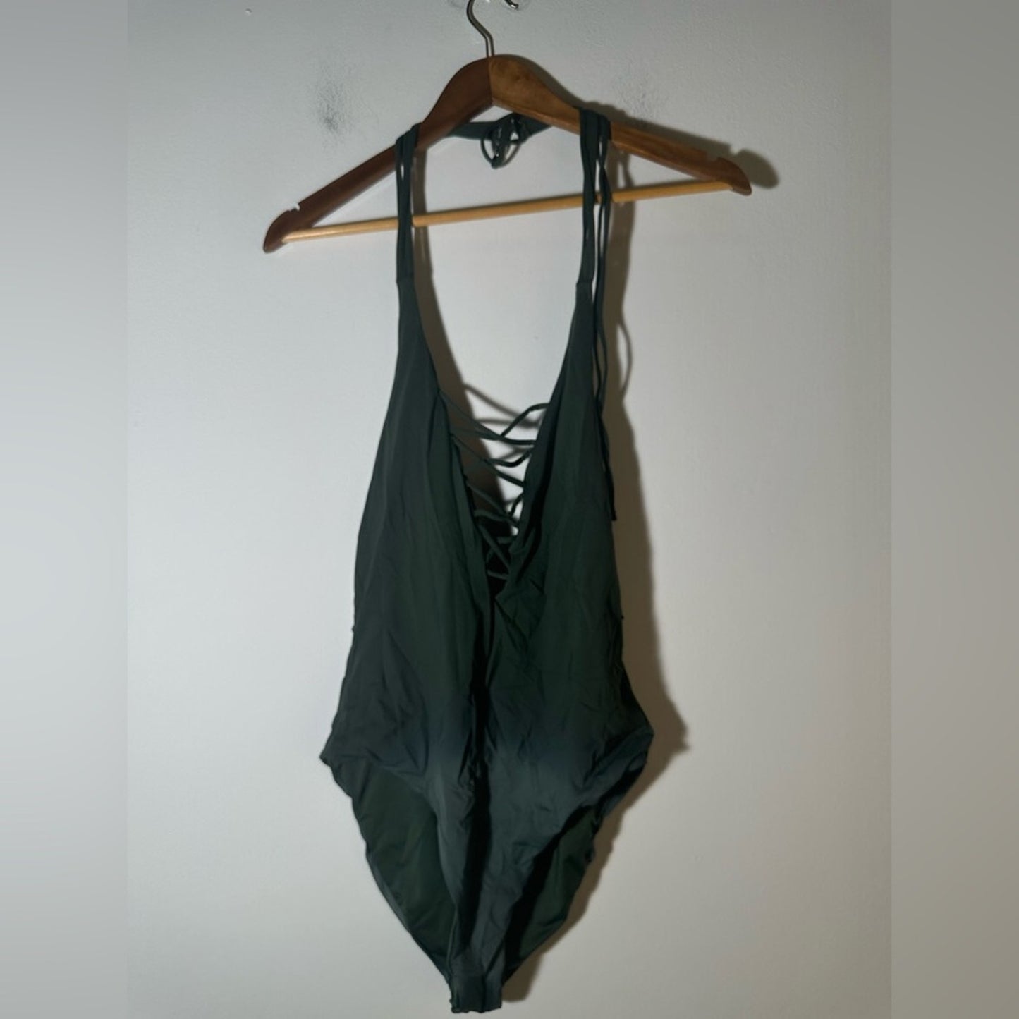 Women's Olive Green Lace-Up Swimsuit