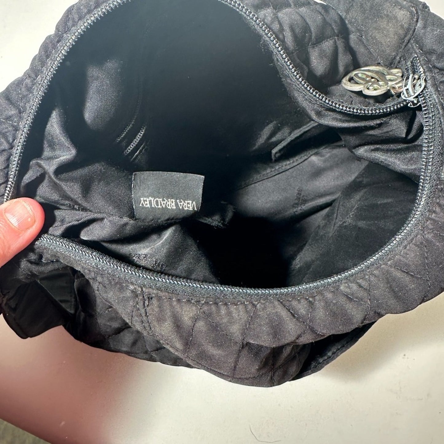 Vera Bradley Textured Black Crescent Shoulder Bag