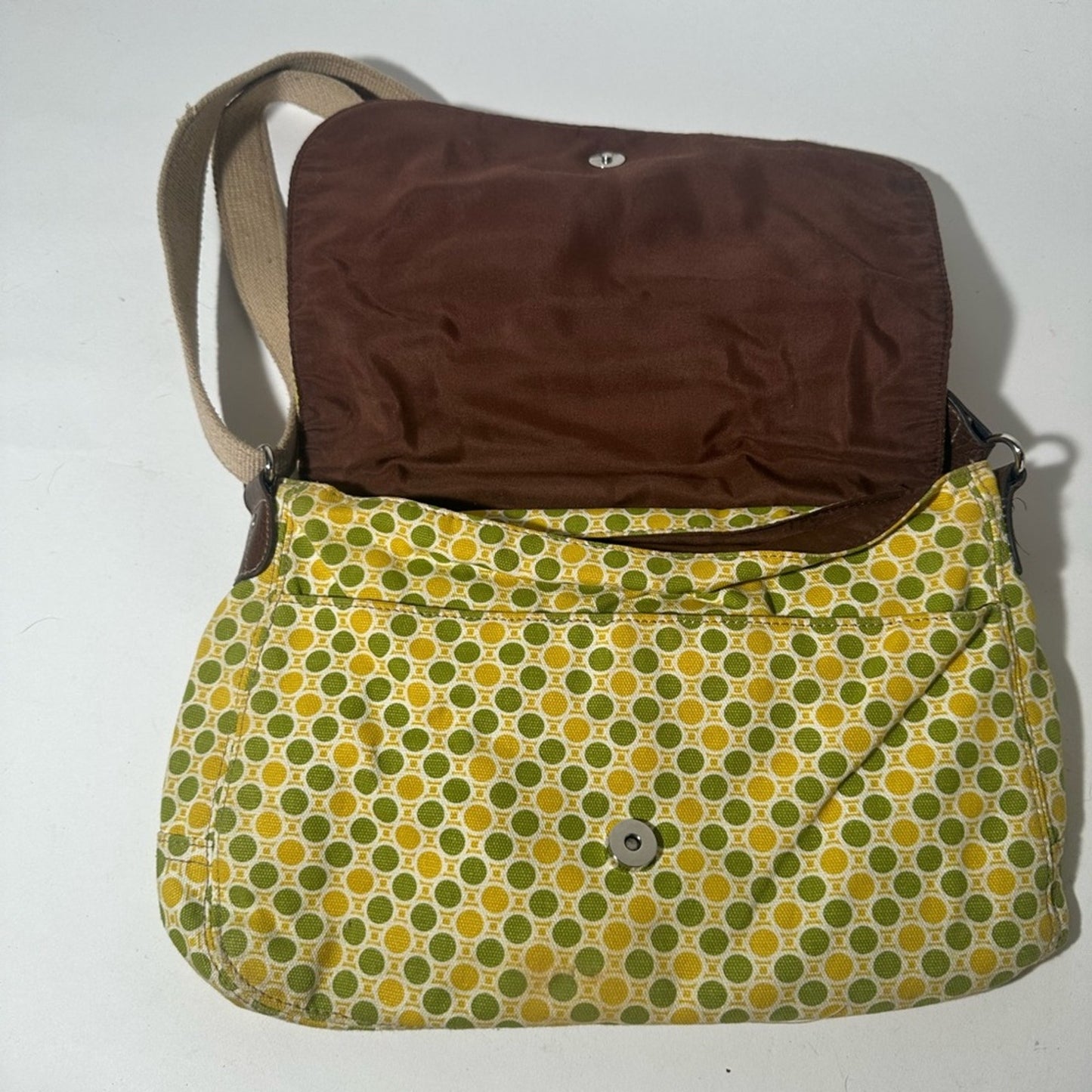 Colorful Yellow and Green Shoulder Bag with Patchwork Design
