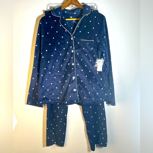 Croft & Barrow  Pajama Set in Dark Blue with White Polka Dots