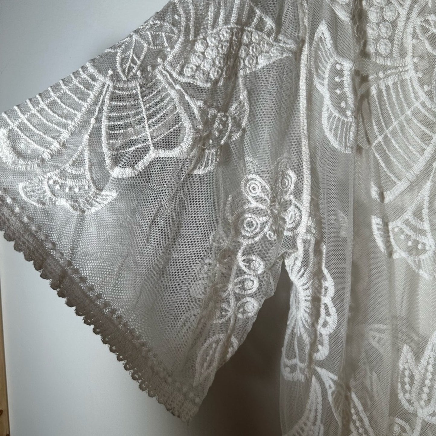 White Sheer Lace Kimono