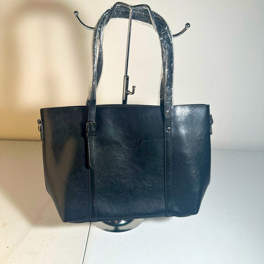Elegant Black Leather Tote Bag