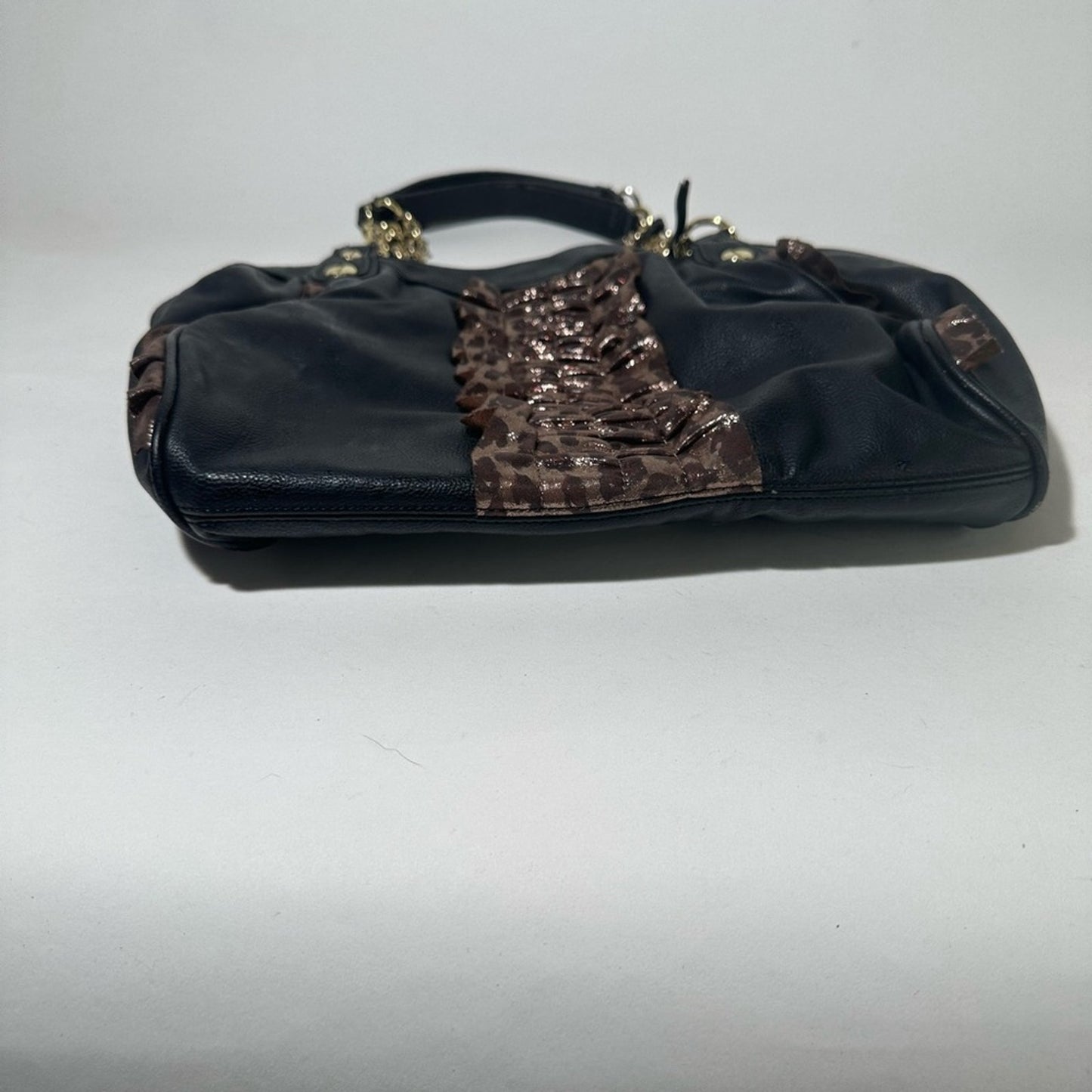 Betsey Johnson Black Shoulder Bag with Gold Hardware