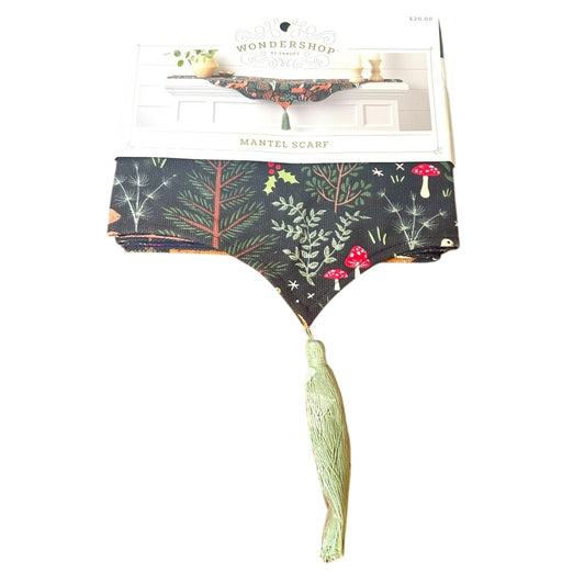 Wondershop Black Mantel Scarf with Nature Motif