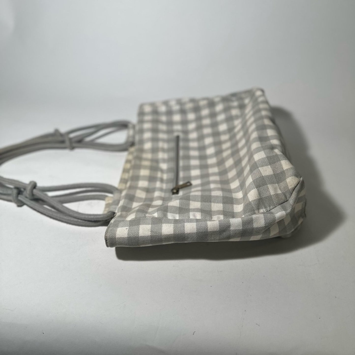 Gray Checkered Tote with Structured Design